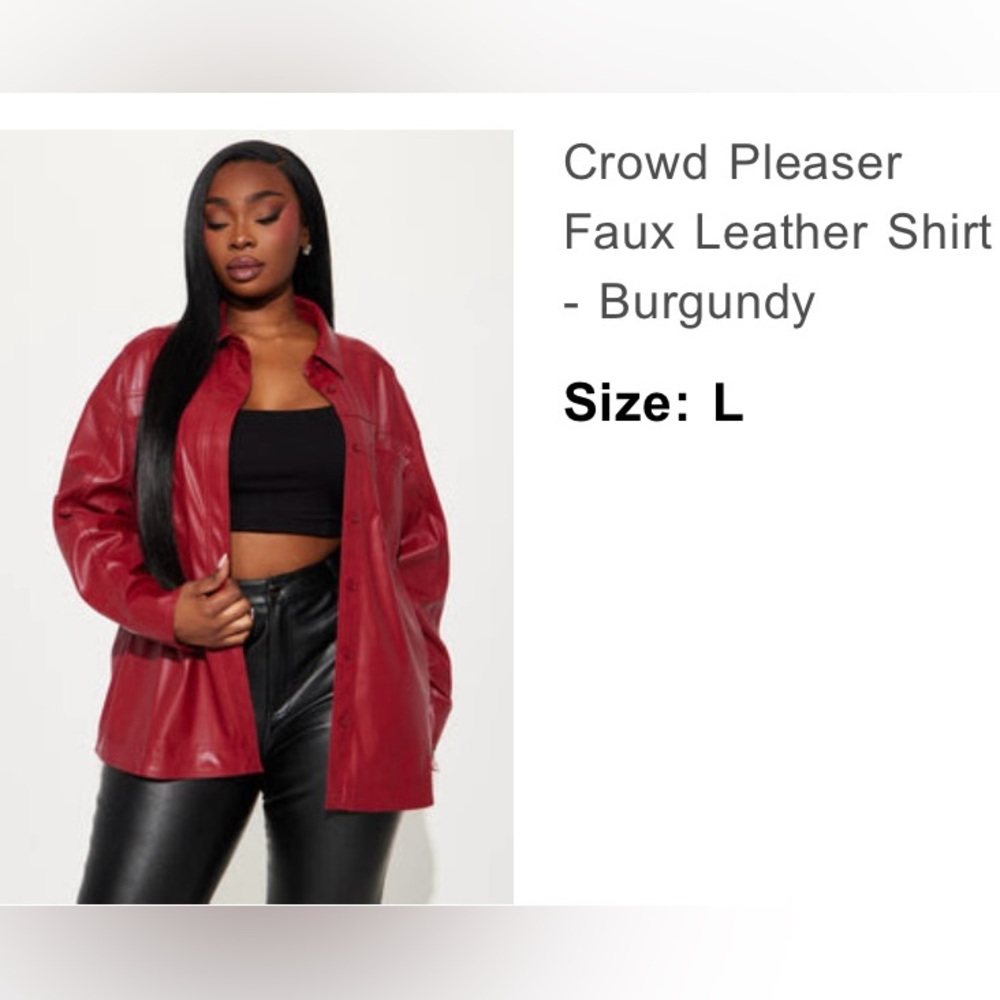 Women’s burgundy leather shirt